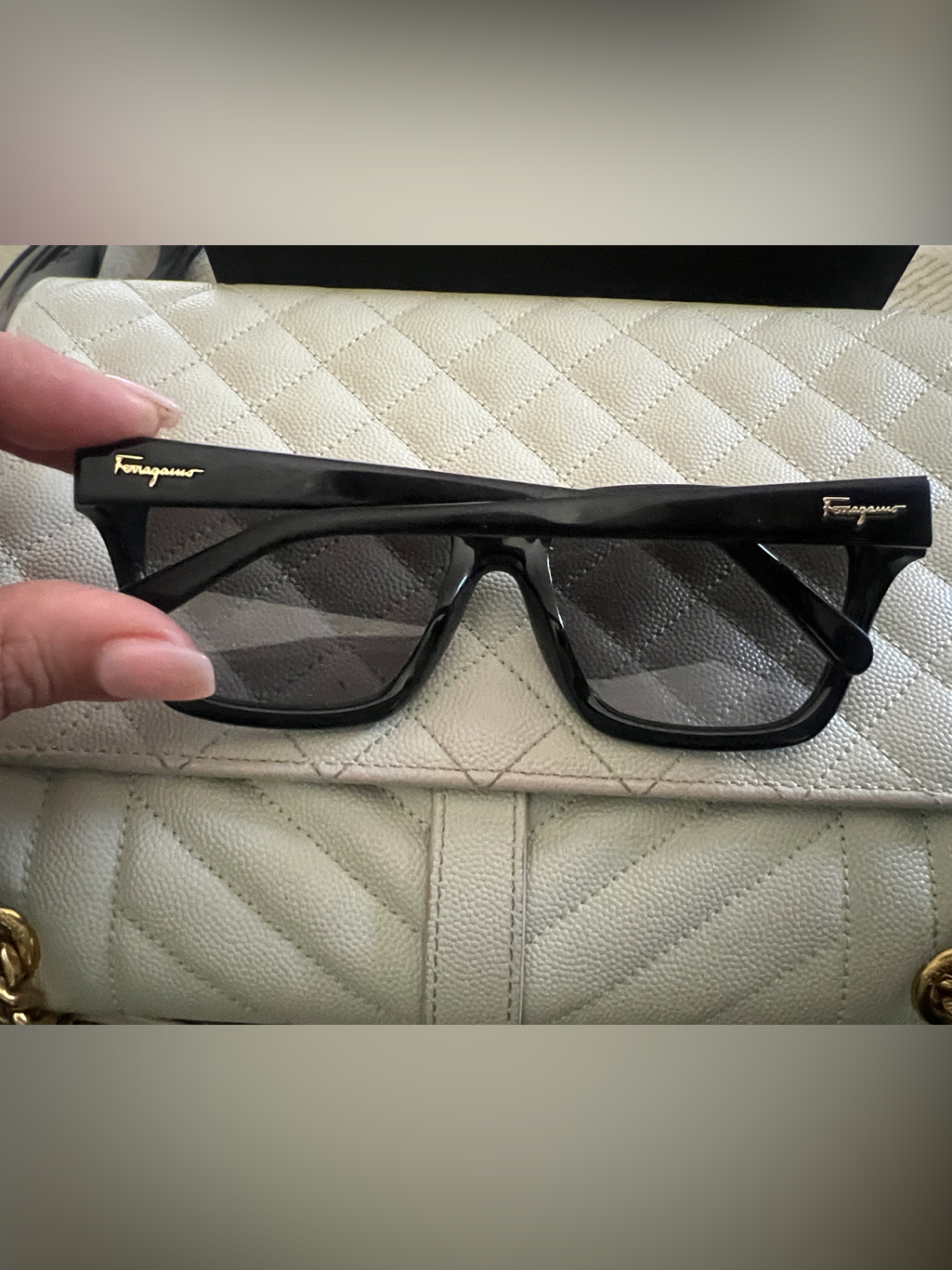 Salvatore Ferragamo Black Sunglasses With Gold Logo